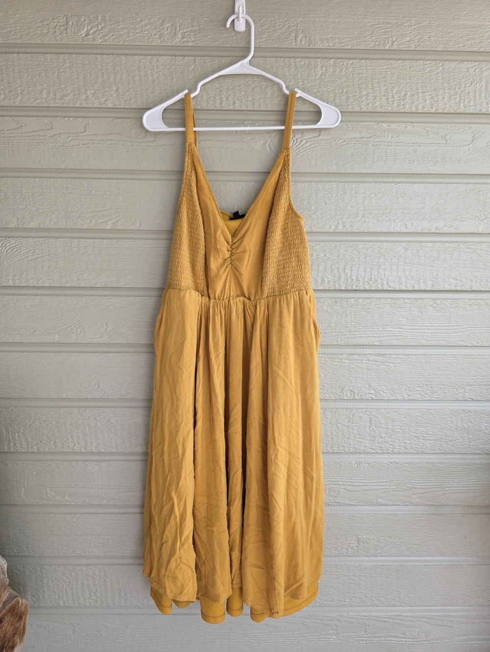 torrid Mustard Yellow Smocked V-Neck Midi Dress